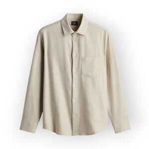 NEW XL H&M Regular Fit Flannel Shirt Beige Oatmeal Button-Up Soft Classic